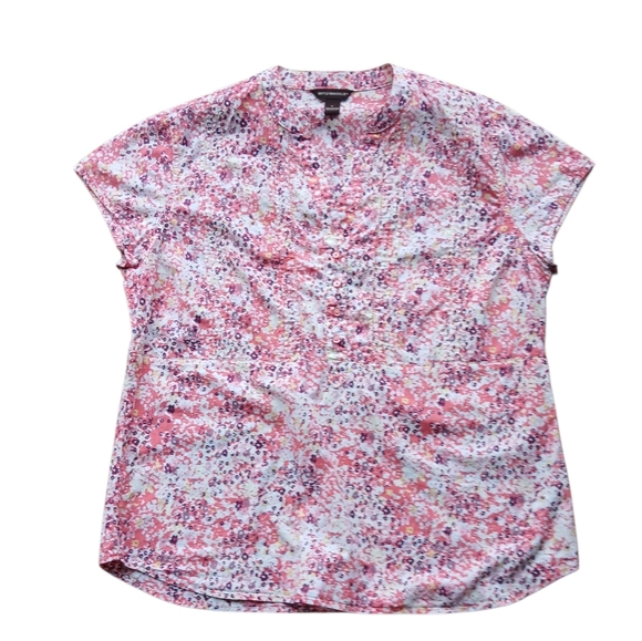 Bit & Bridle Women's Size Large 100% Cotton Pink Floral Blouse - Picture 2 of 5